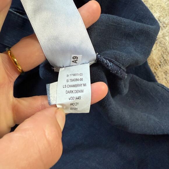 Banana Republic Western Denim Midi Dress Sz M Blue Button Peasant Cottagecore LS - Picture 7 of 10